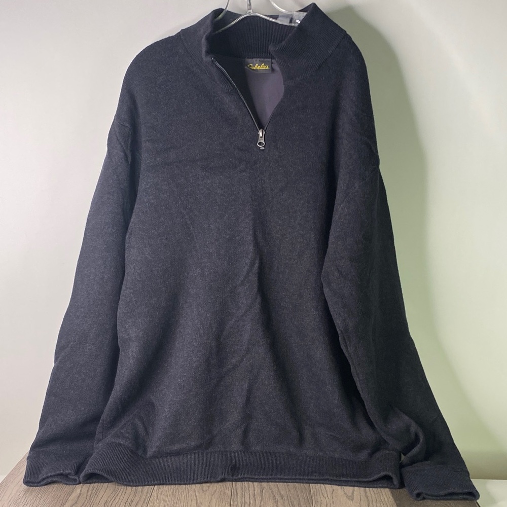 Cabela's Men’s Size XL Charcoal Zip-Up Sweater - Lined - 1292